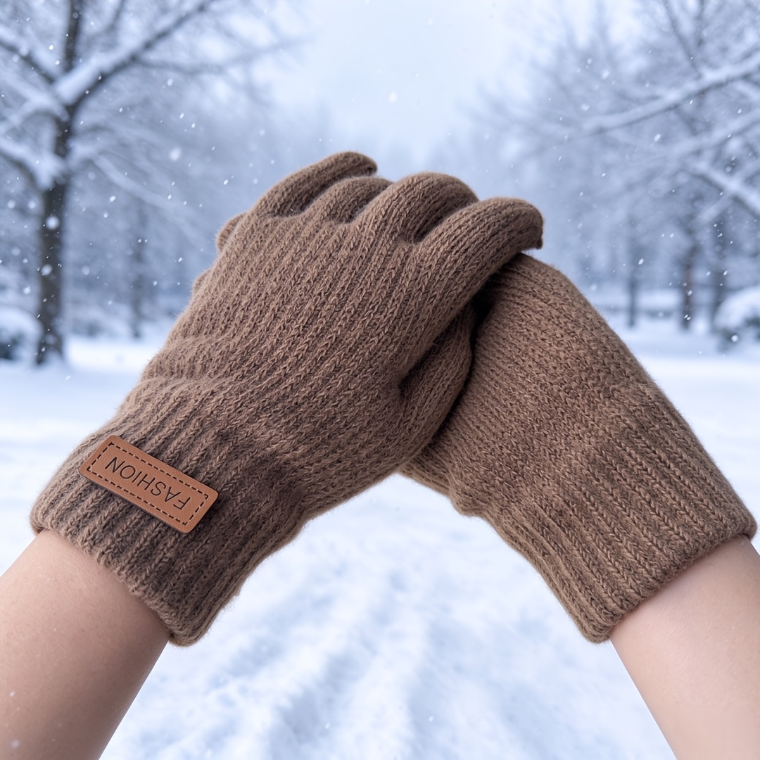 TEMU 1 di guanti touchscreen invernali da donna, guanti termici a maglia per freddo, guanti da guida e da equitazione con , idea regalo di Natale