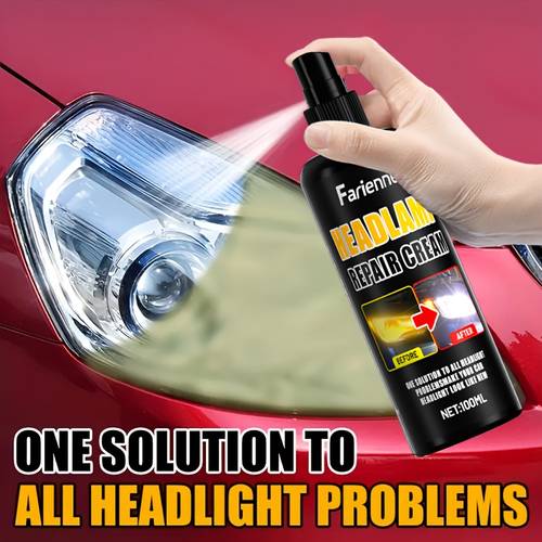 headlight repair spray removes yellow oxidation scratches fog and making headlights bright suitable for car front and rear lights non toxic prevents yellowing and oxidation an effective refurbishment solution