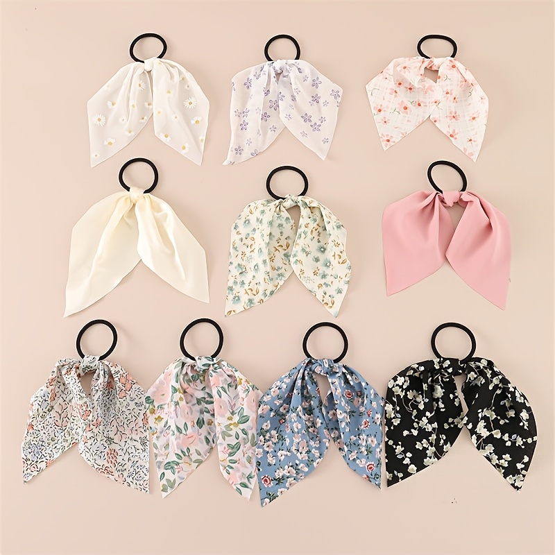 10pcs/set Floral Ear Hair Ties Easy Versatile Suitable For ' Ponytails Hair Additions Daily Outing