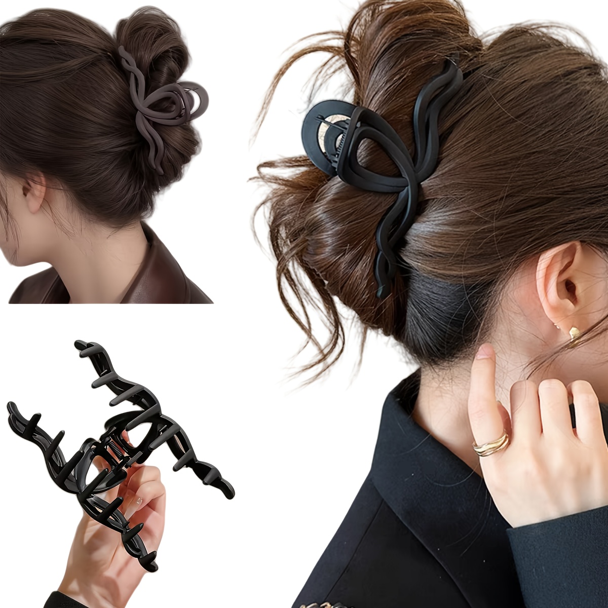 

1pc Bohemian Style Resin Hair Claw Clip - , Non-slip, Fashionable , Large Oblong Solid Color Hair Accessory For Styling, Single Piece