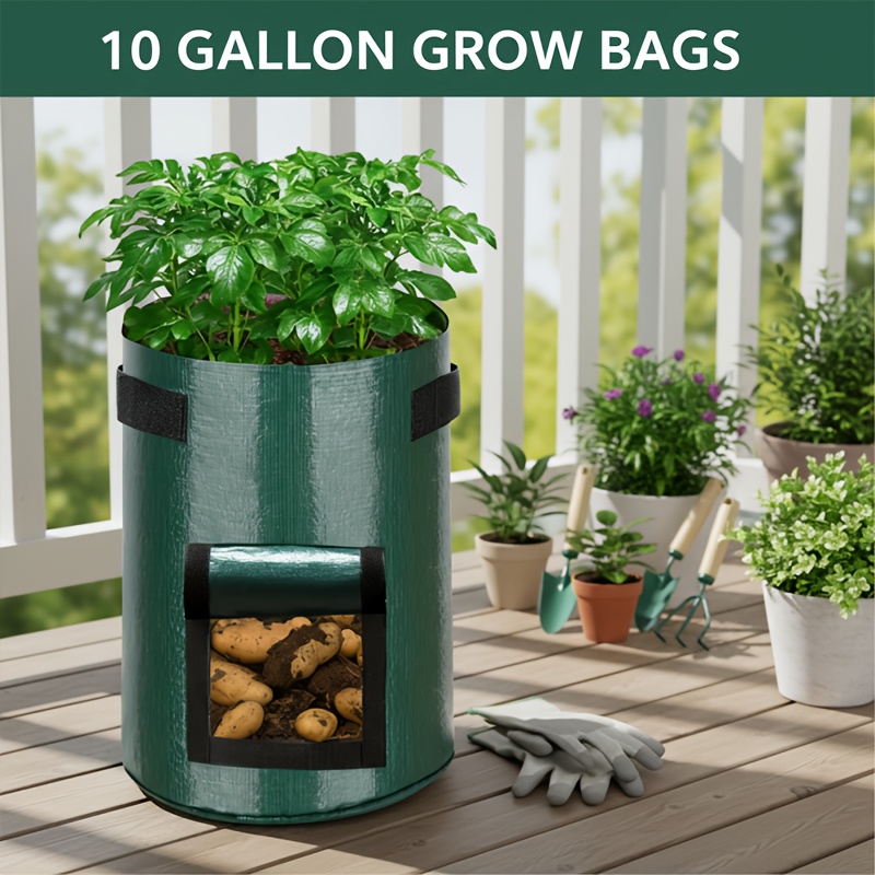 5 pack potato grow bags potato bags for planting potatoes 10 gallon 7 gallon and 5 gallon sizes outdoor pots with handles pots for planting potatoes sweet potato seeds vegetable garden grow kits outdoor plant pots Product details 2