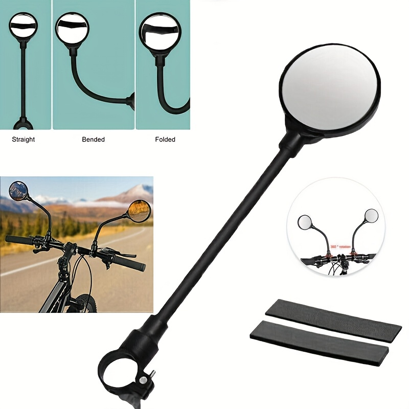 1pc adjustable bike rear view fit flexible gooseneck handlebar mount convex design for ideal for road bicycles bicycle rearview convex design pvc construction bike details 4