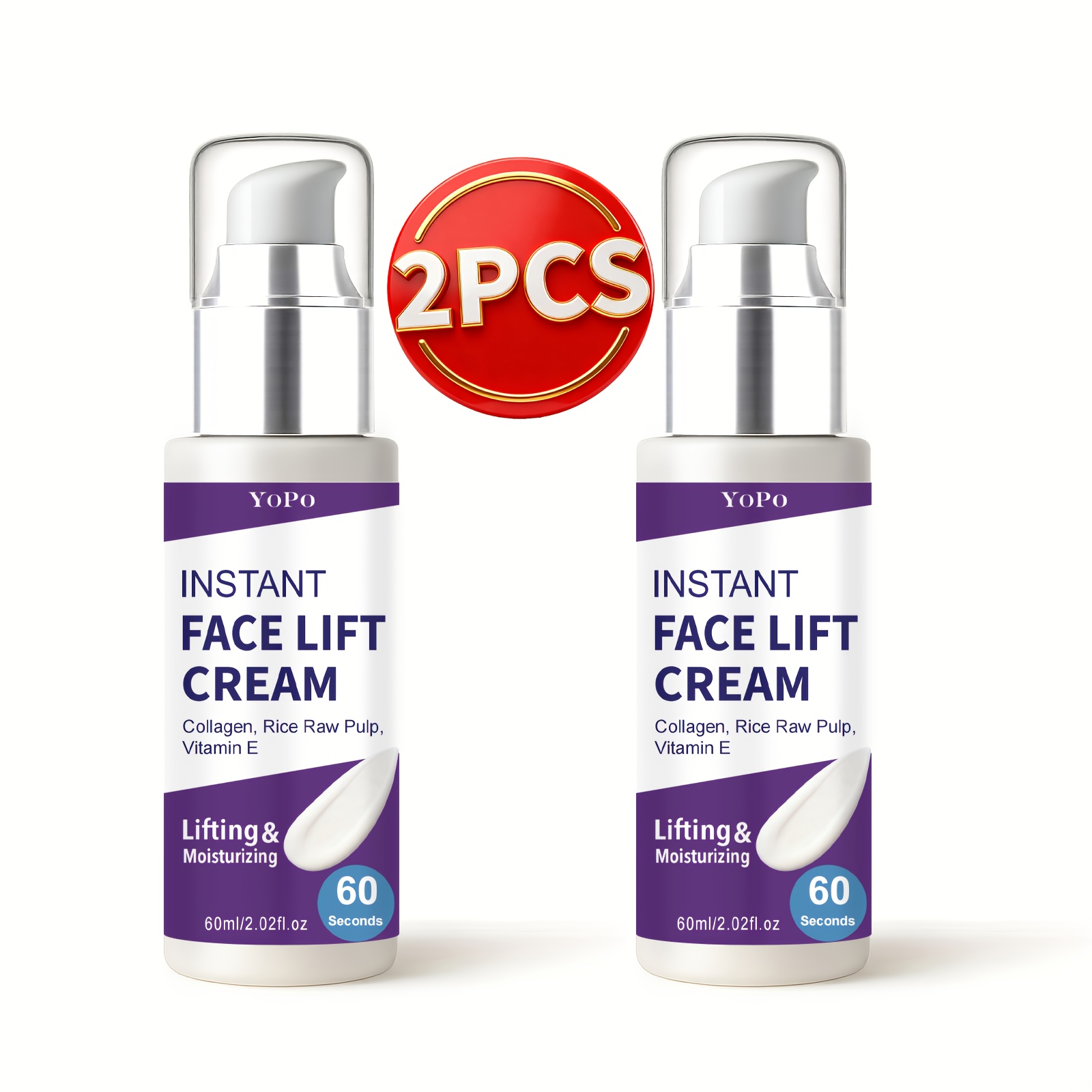 Image of 2pcs [ Lift Cream] Collagen Lift Cream-tightens And Light Beige, And Wrinkles, Alcohol-free Suitable For All Light Beige Types, Wrinkle, Skincare, Lightweight Formula, Smooth Texture