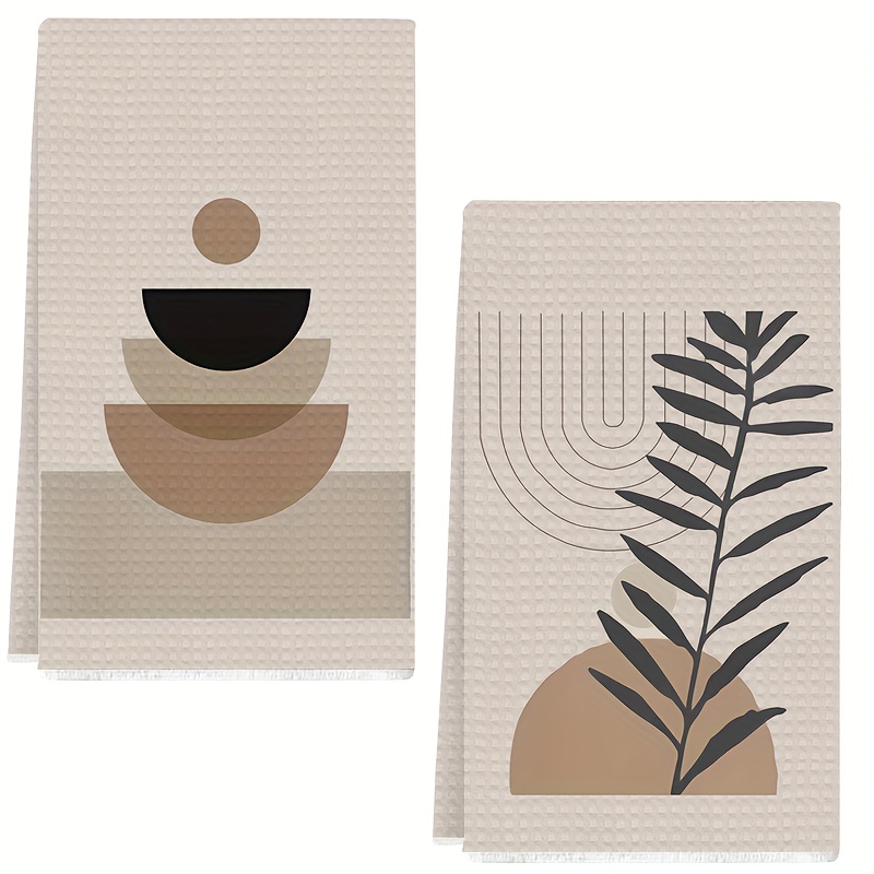TEMU 2-pack, Bohemian Minimalist Towels, Cooking Baking Tea Towels, Dishcloths And Hand Towels, Tea Towels, Super Soft, Highly Absorbent, Kitchen