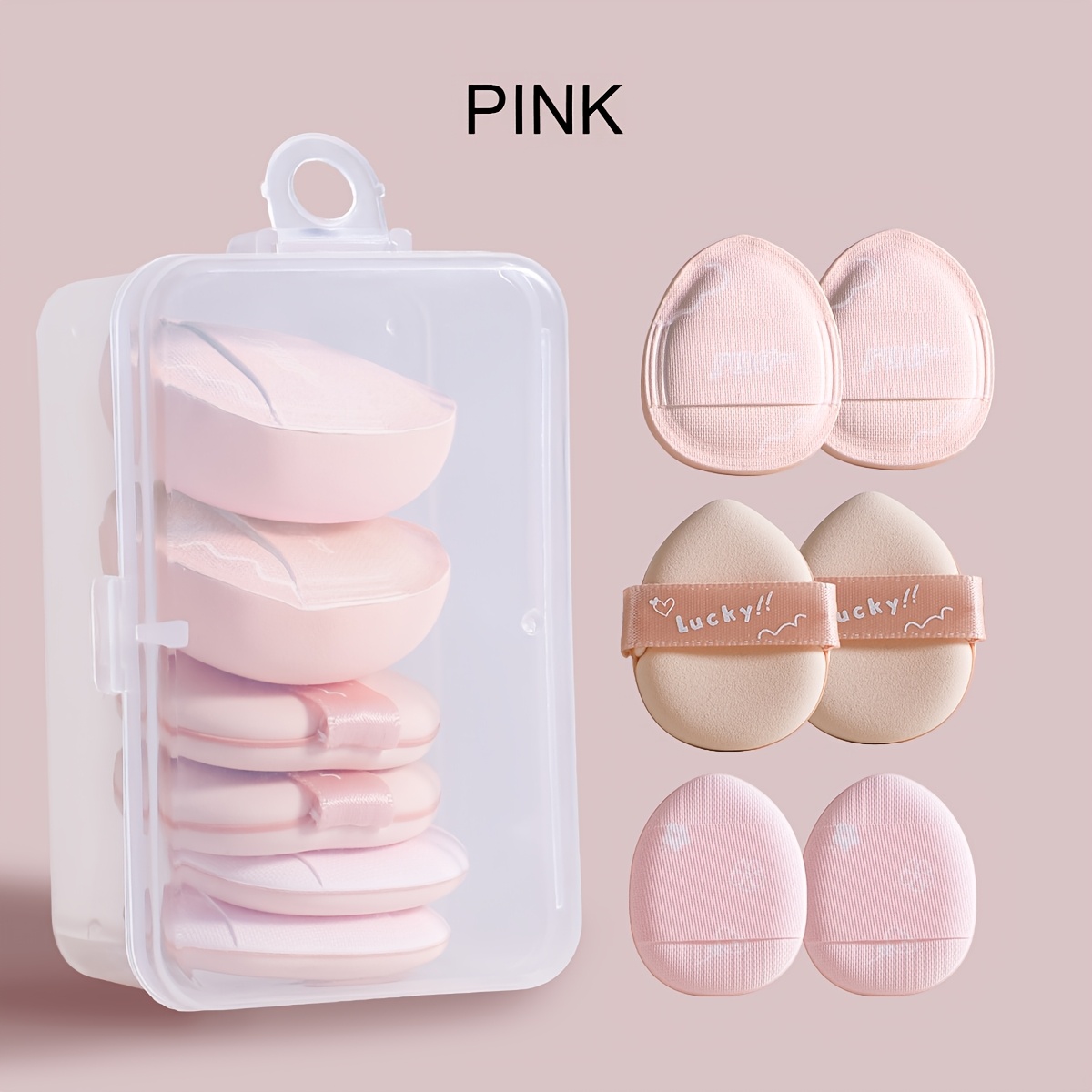 TEMU 6pcs Mini Finger Puff Set With Box, Marshmallow Concealer Air Cushion Puff, Dual-use Dry Wet Makeup Sponge Thickened Soft, For Under Eye, , Face Makeup