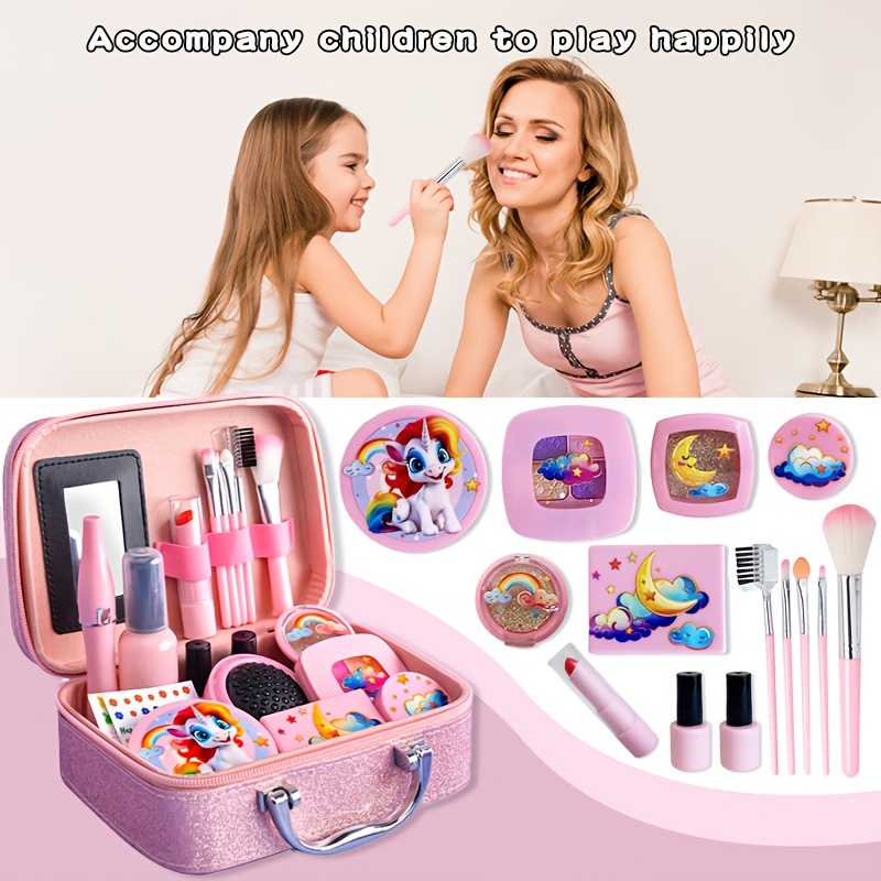 youngsterss play makeup set with simulated lipstick powder eye shadow nail polish blush and other toy models girls pretend makeup toy set with makeup box handbag suitable for birthday gifts and holiday gifts for girls