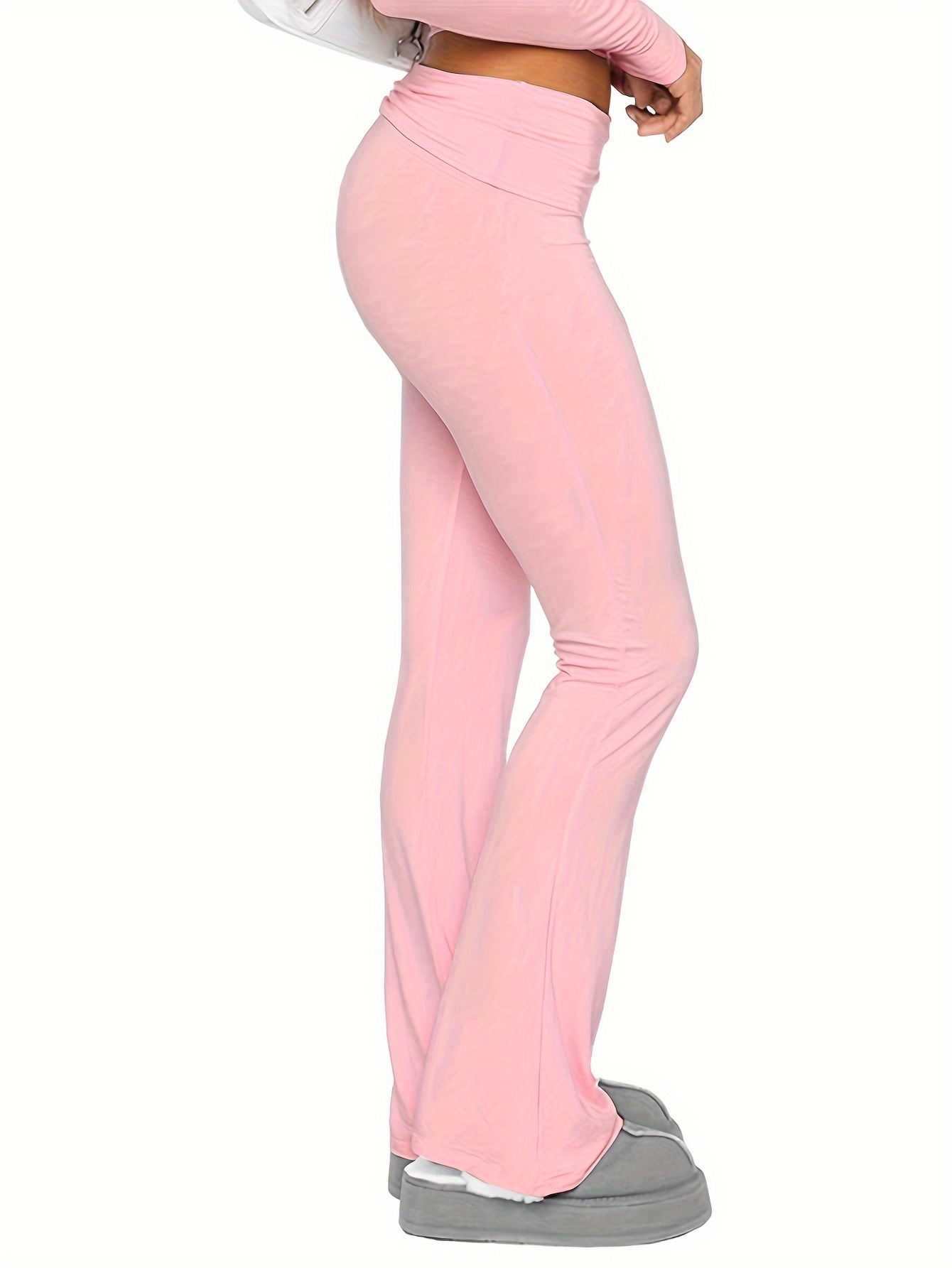 2pcs Solid Color Flare Leg Pants, Casual Yoga Sports Bootcut Leggings,  Women's Activewear