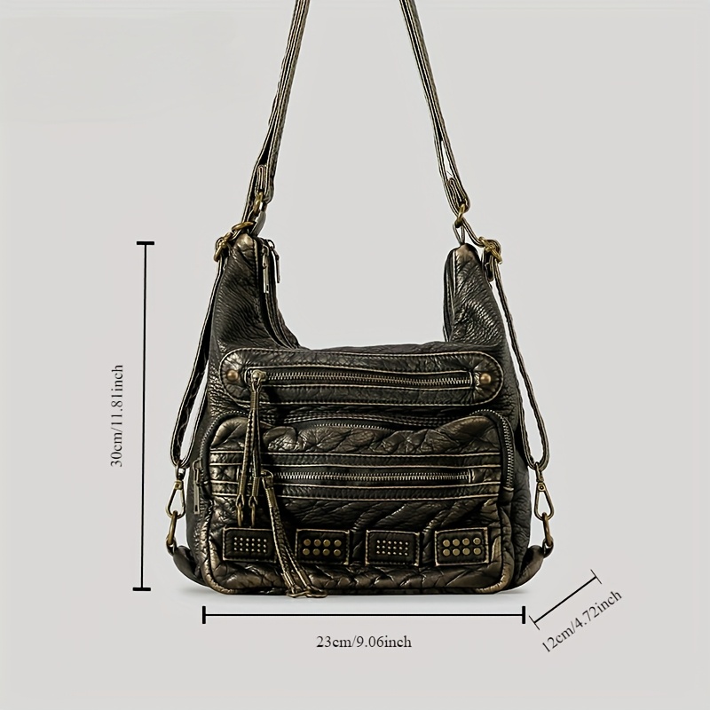 vintage rivet tote bag women large capacity shoulder bag - Temu