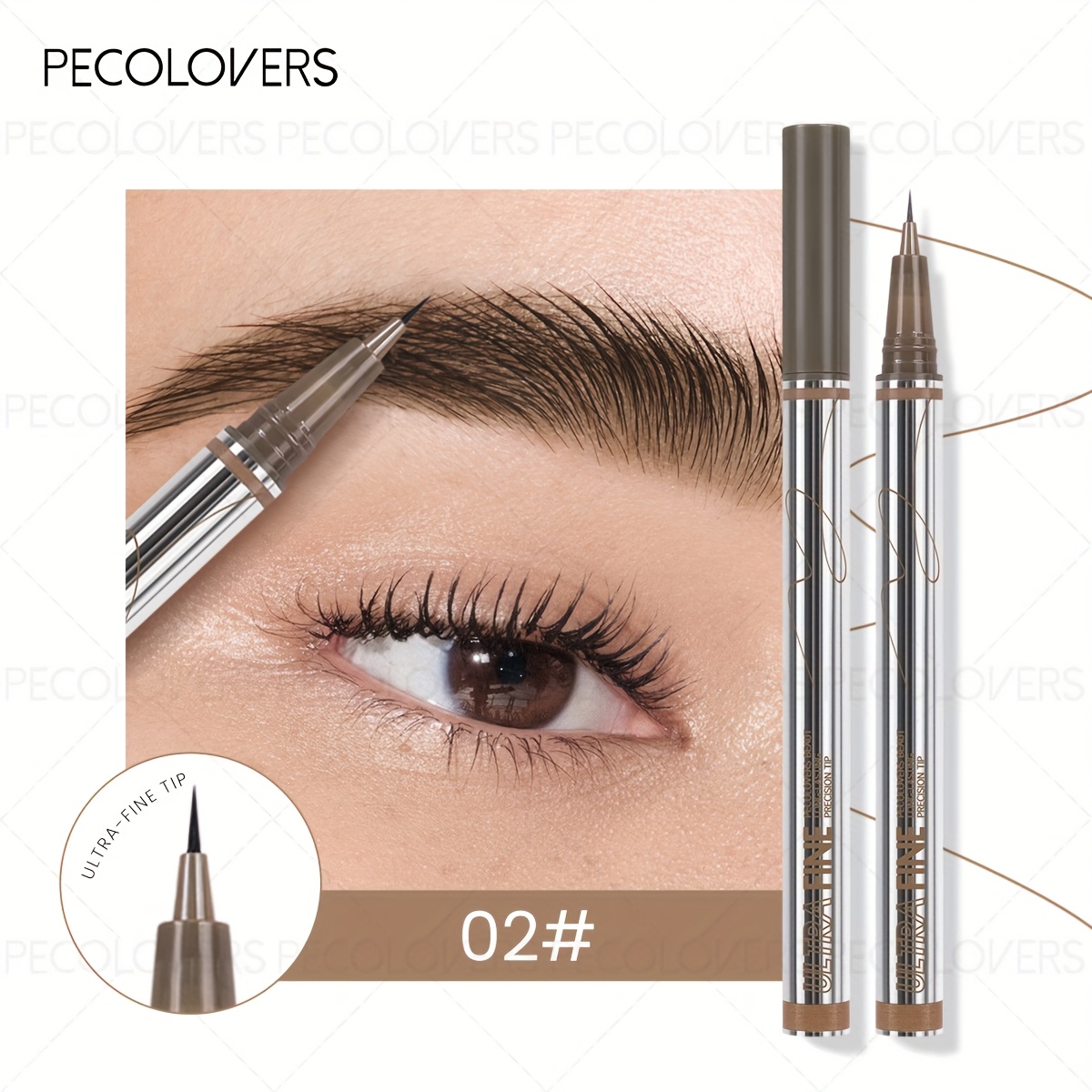 1pc Silvery -slim Brow Pencil, Liquid Brow Pencil, , Water-resistant And Sweat-resistant, Long-lasting And Natural, Brows