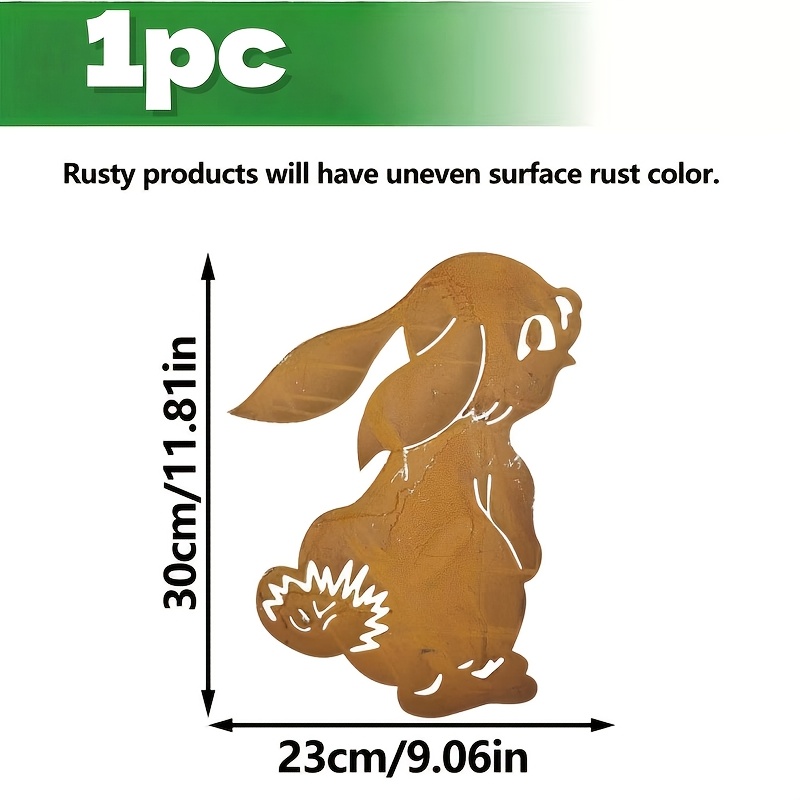 Image of [2d Flat] 1 Metal Garden Stake Decoration With Large - Suitable For Valentine's Day, Weddings, Easter, Garden Decorations, Outdoor Patios, And More - Natural Rust Effect, No Electricity Required
