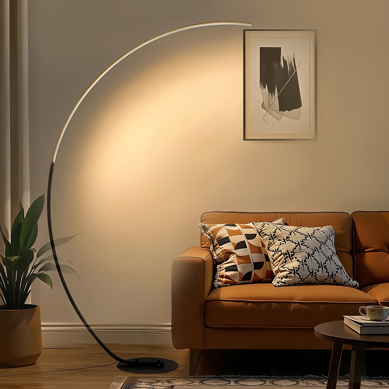 Image of Arc Floor Lamps For Living Room, Modern Led Floor Lamp With 3 Color Temperatures, Tall Standing Lamp, Curved Reading Floor Lamp For Bedroom, Living Room, Office, Study