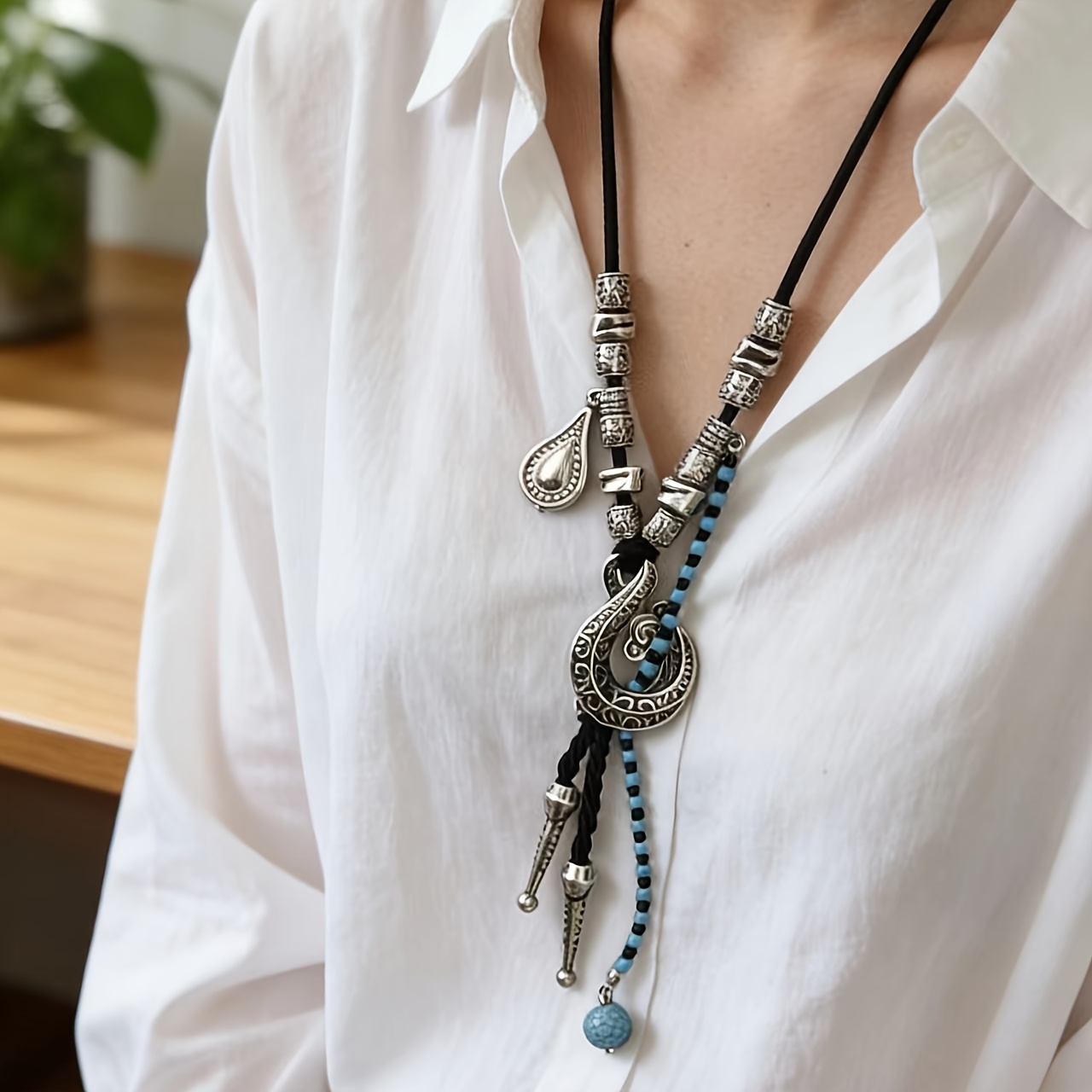 TEMU Trendy, Fashionable, Creative, Versatile Ethnic-style Beaded Necklace With Feel