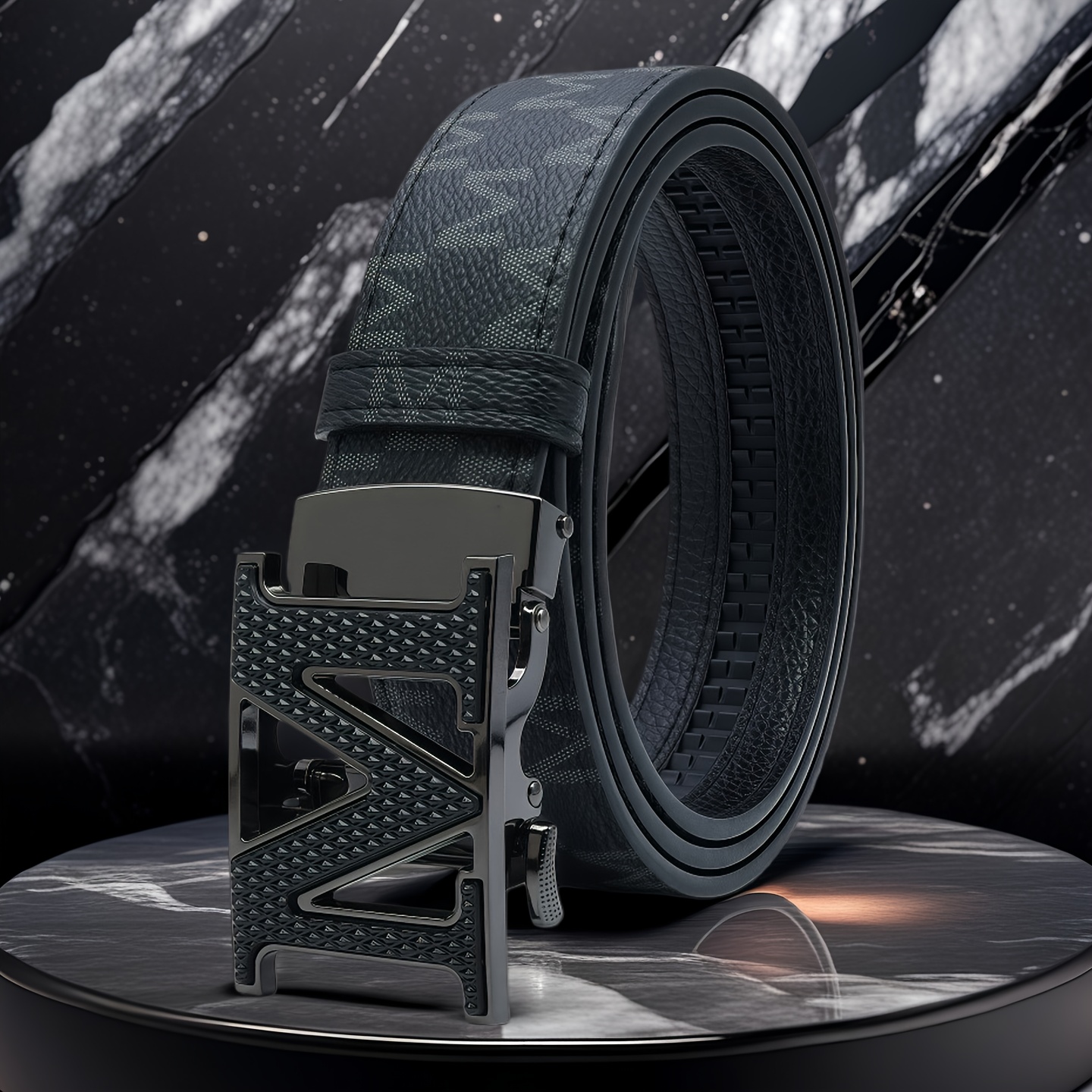 TEMU Men's Stylish Belt Featuring A Letter - Made With Alloy Automatic , Use And Festive Events Such As Christmas Or Festival