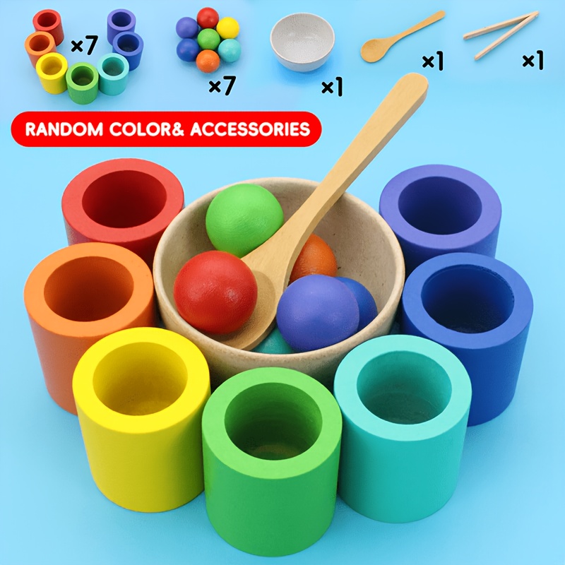 set of wooden color classification game toys with 7  ow balls and   colors fine   toys puzzle education toys sensory toys suitable for boys and girls ideal gifts for   festivals