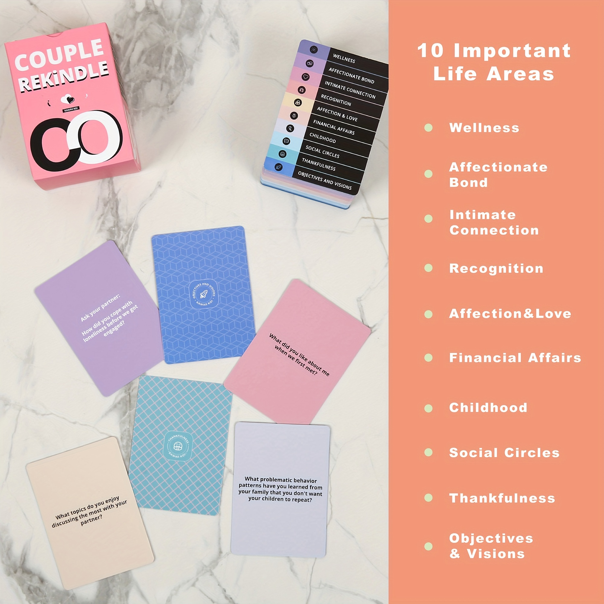 Couple Reconnect Game Box - 165 Conversation Cards, Date Night & Anniversary Gift, Paper Material, No Electricity Needed, Featherless, Fun & Engaging for Couples for Halloween, Christmas Event & Party Supplies Halloween&Christmas