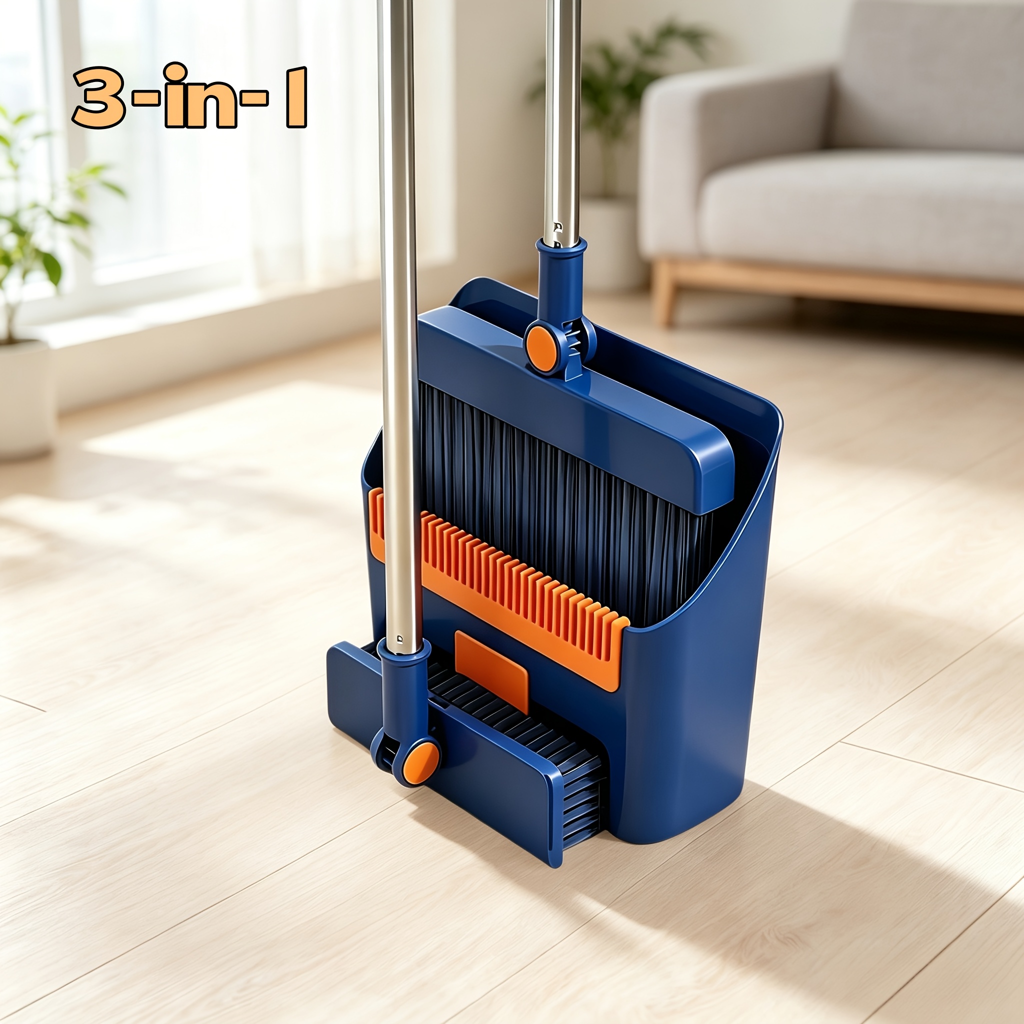 Image of 2-in-1/3-in-1 Foldable Broom And Dustpan Set, 180° Rotating Head With Non-sticky Comb Teeth, Removal, Suitable For Dorms, Homes, Offices, And Multiple