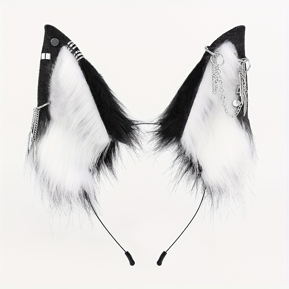 TEMU A Plush Wolf Dog Headband, With Fashionable Additions, A Cool And Trendy Wolf Dog Headband, Featuring Detachable Ears, Perfect For Role-playing