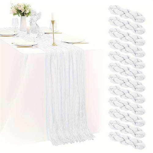 of 12 cheesecloth table runners measuring 16x106 inches wedding table decoration with each runner being 106 inches in length