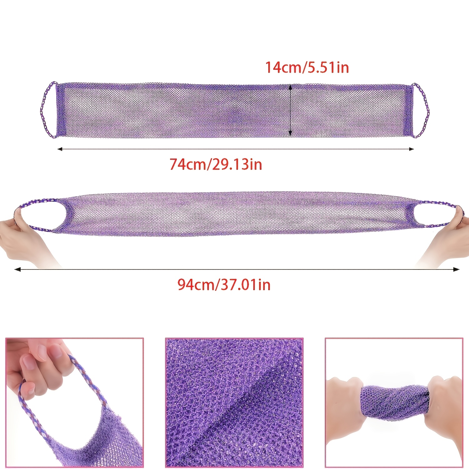 4pcs Set Back Scrubber and Loofah with Hooks