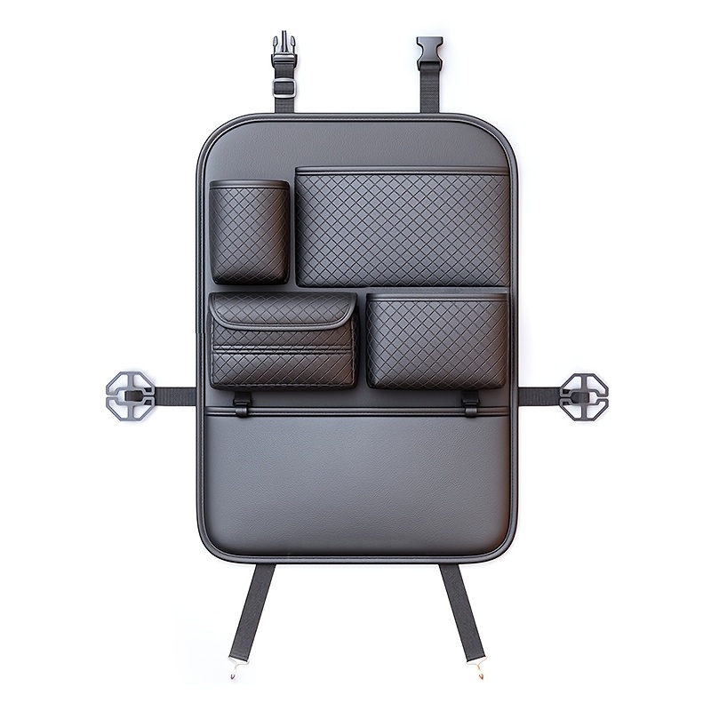 TEMU Organisateur de Siège Auto Multifonction en Similicuir avec Poches Grande Capacité, Porte-Boîte à Mouchoirs et Porte-Gobelets - Adapté à la