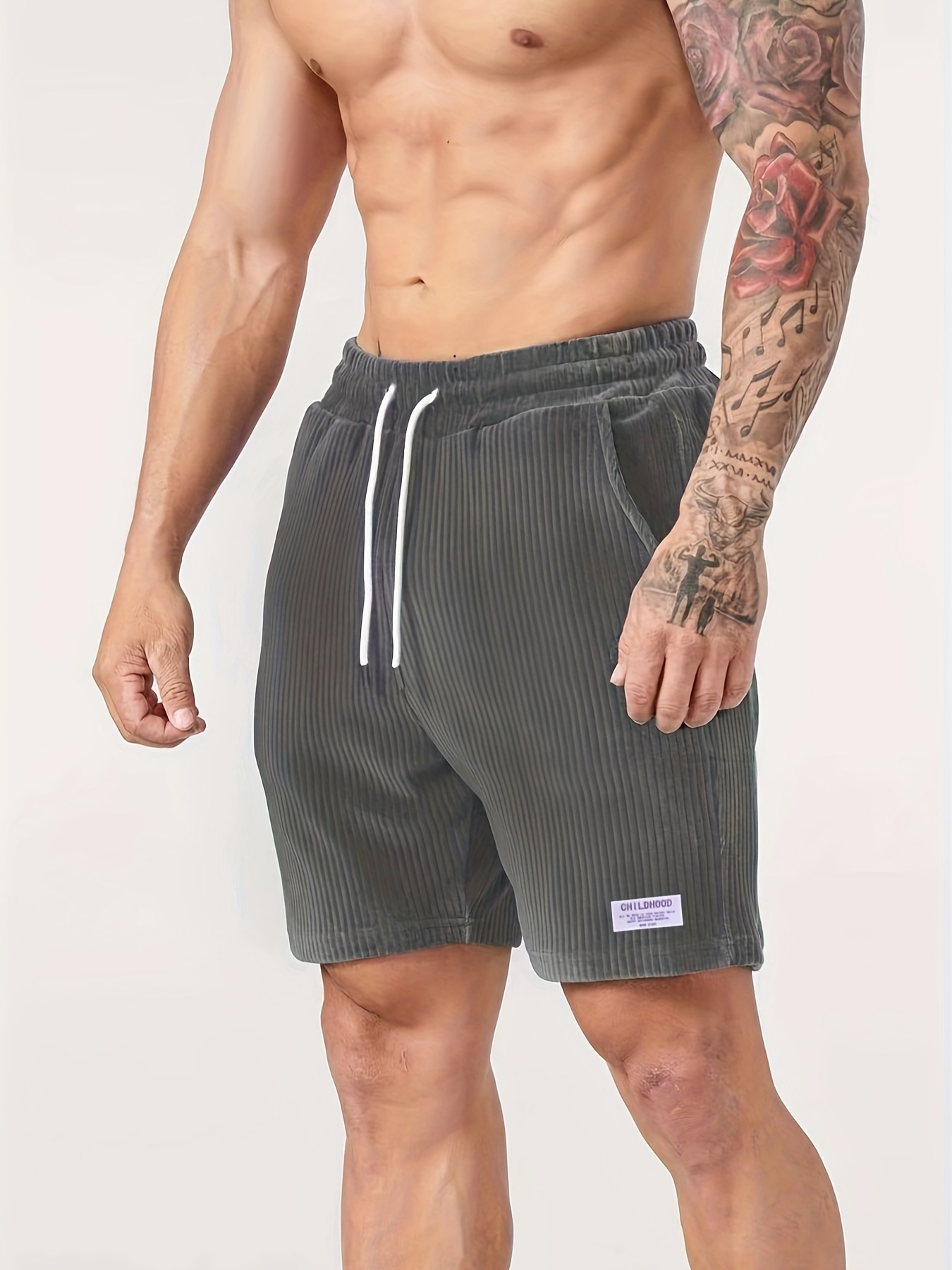 mens solid color corduroy shorts for summer casual leisure shorts