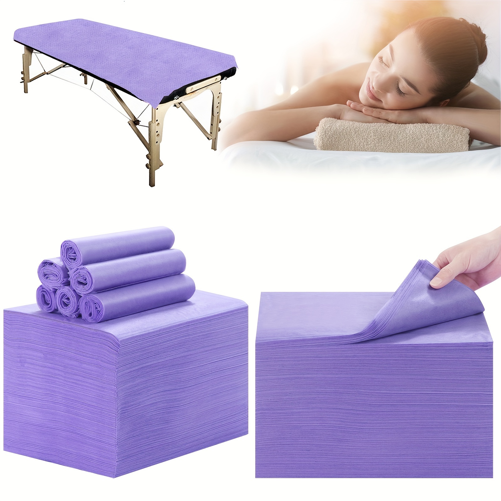 

31"x71" Purple Disposable Massage Table - , , Sms Non-woven For Spa & Use