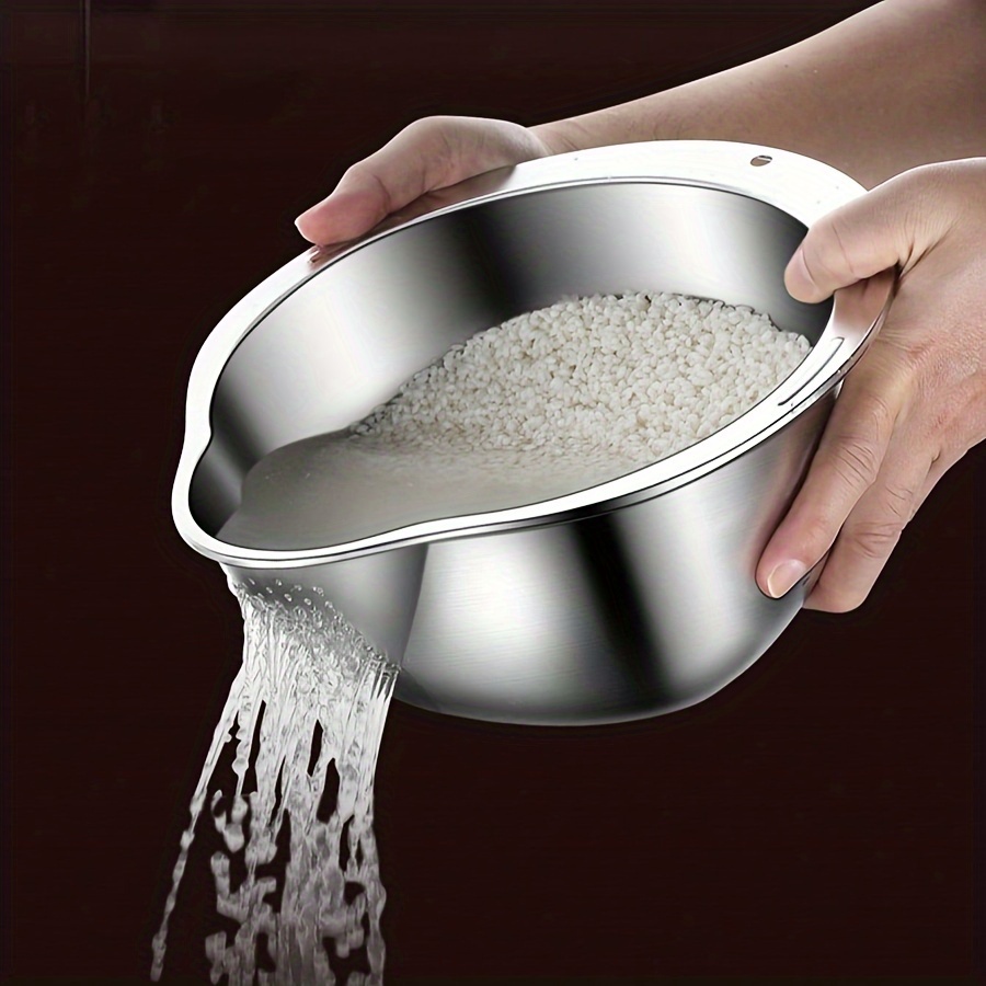 

[customer ] Stainless Steel Kitchen Colander - Draining Basket For Rice, Fruits & Vegetables - Food-safe,