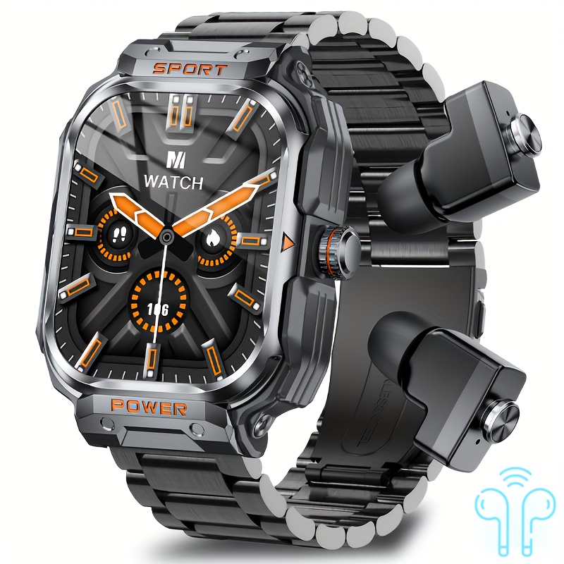 Nouvelle Montre Connectée Robuste 2,01 Pouces Smart 2-en-1 pour Hommes, Montre Sport Sans Fil avec Fitness, Voix AI, Montre Connectée Extérieure