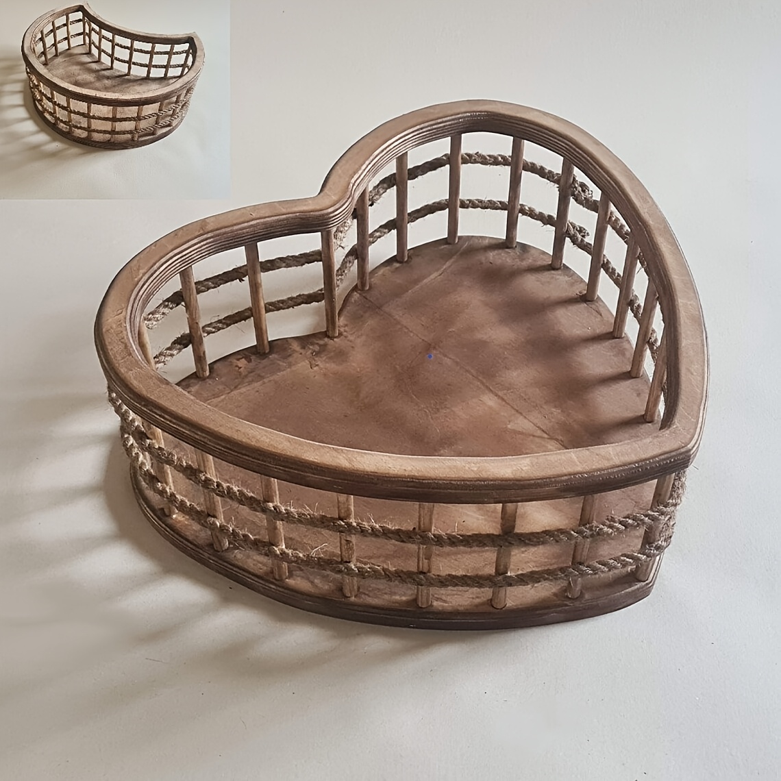 

Rustic Wooden Love Basket Prop, Brown Photography Accessory, Retro Country Style, Detachable Assembly, No Battery Required, Romantic Souvenir Photo Prop