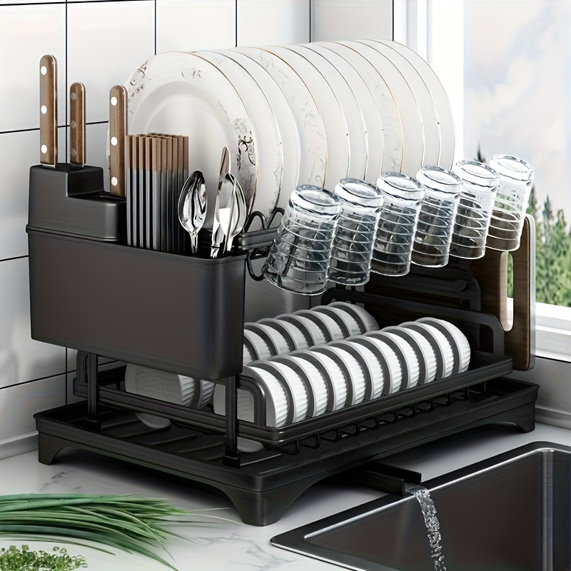 

1pc Dish Rack Drain Rack - Wrought Iron Double Layer Dish Rack - Kitchen Storage Rack For Bowls, Chopsticks And Dishes