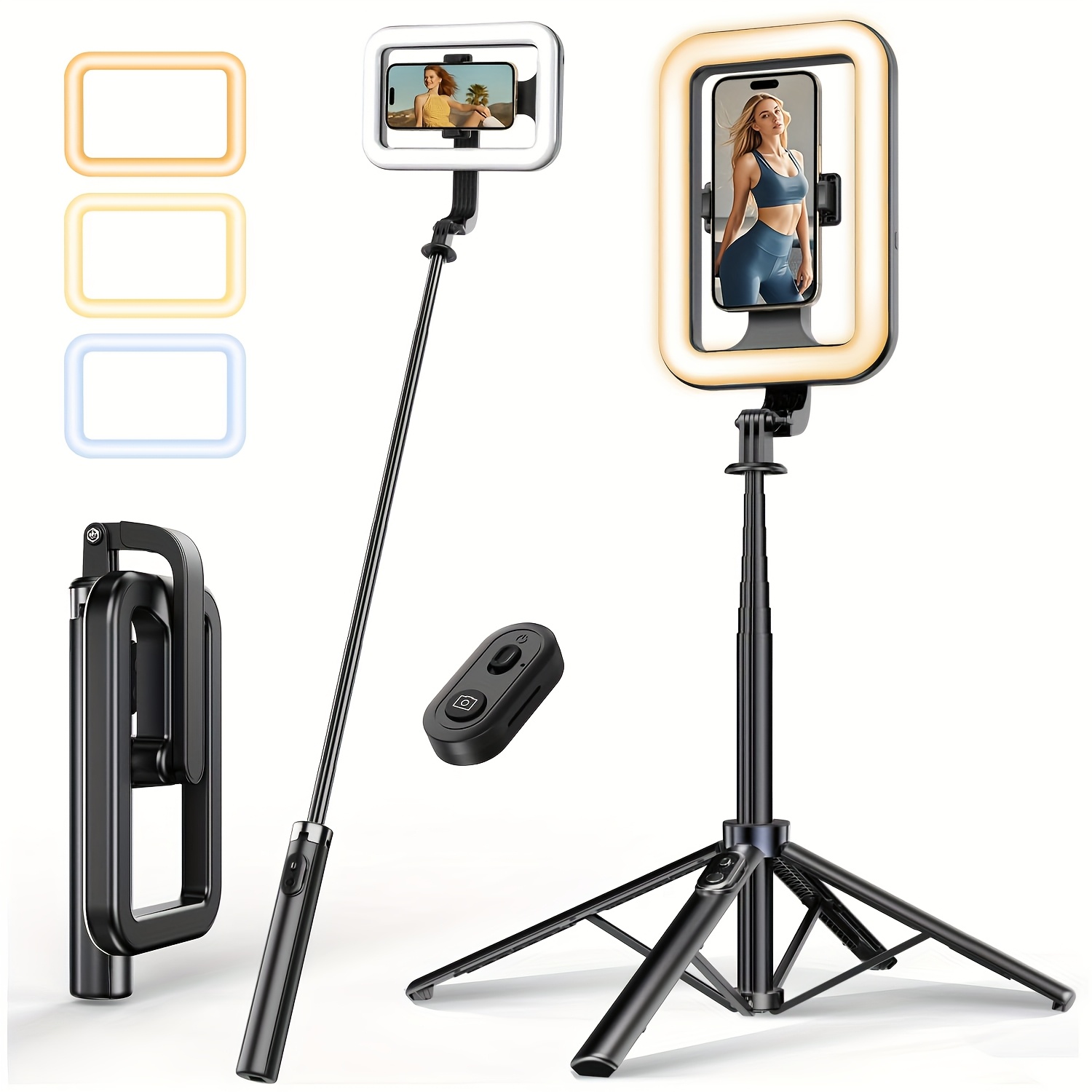 selfie ring light tripod stand phone holder 75 extendable Temu
