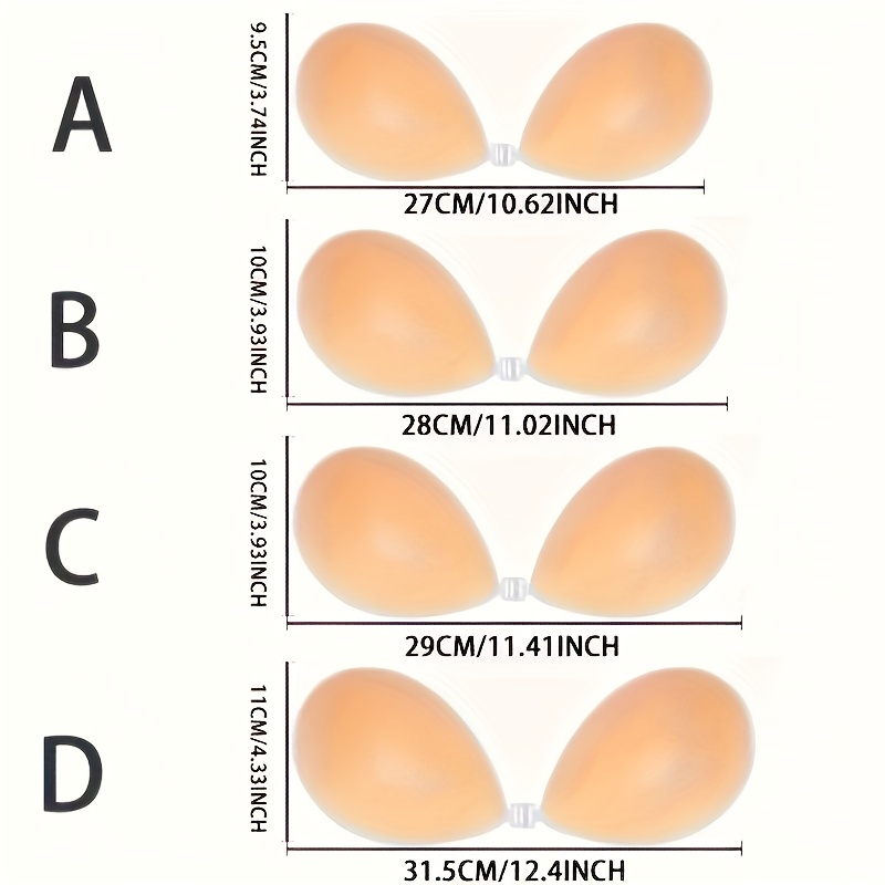 Silicone Front Clasp Strapless Push-Up Bra for Women - Seamless Adhesive Lift with Semi-Transparent Design, 100% Silicone Comfort & Hand Wash Care, Wedding Lingerie & Everyday Underwear Accessories