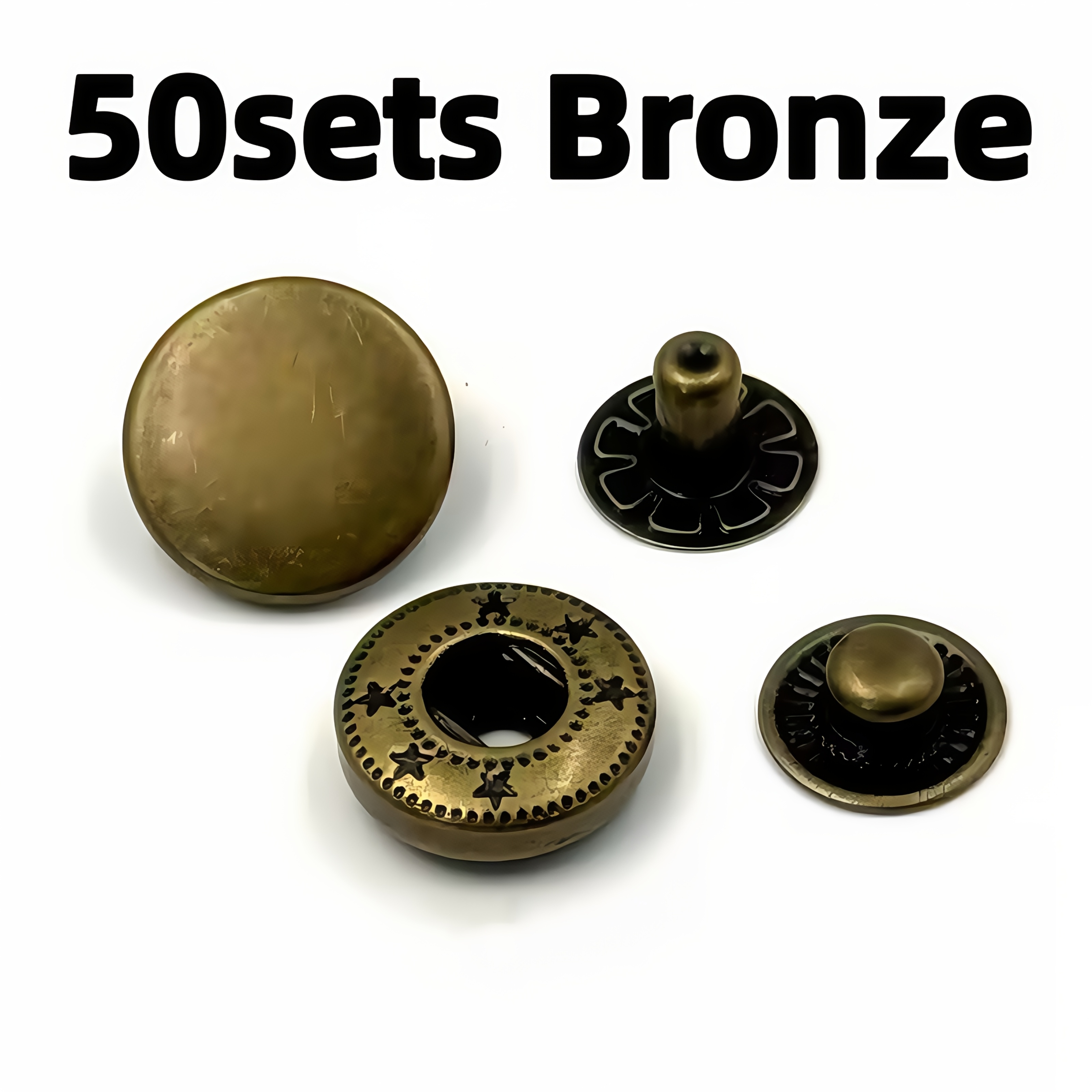 TEMU 50 set di bottoni a pressione in metallo da 15 mm, adatti per artigianato fai da te, abbigliamento, , borse, articoli in pelle, ecc. Bottoni a