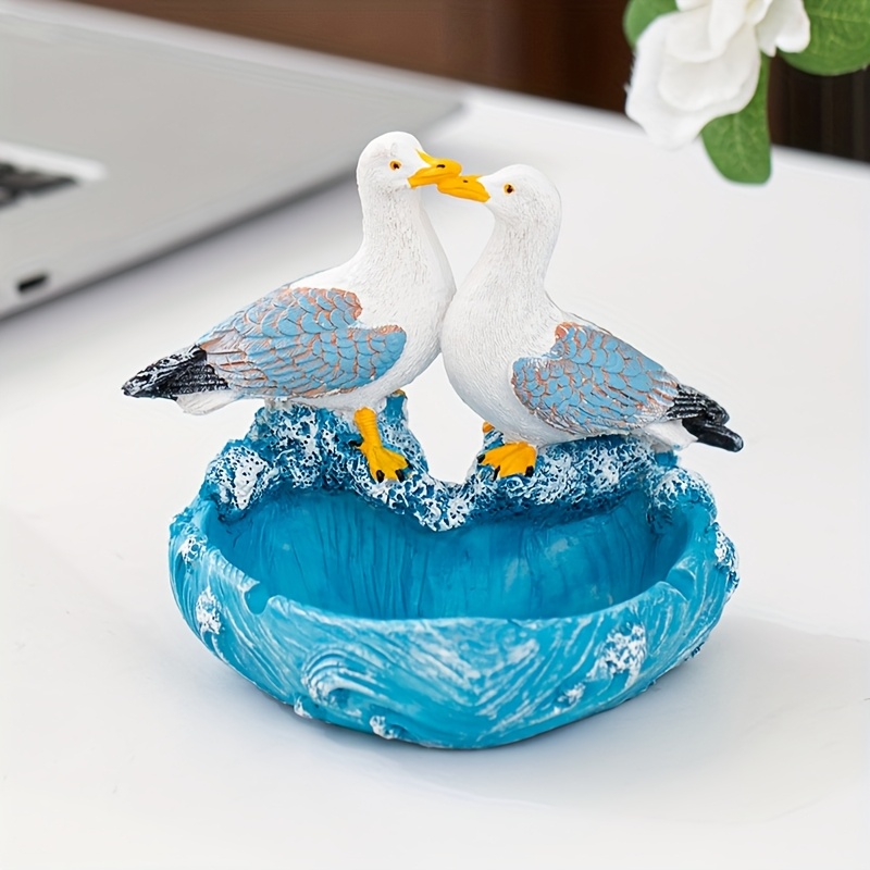 Image of 1 Mediterranean Marine Style Couple Model Gift For Boyfriend Seagull Model Room Storage Box Home Partition Coastal Decoration Ornaments Gift Collectible Figurines