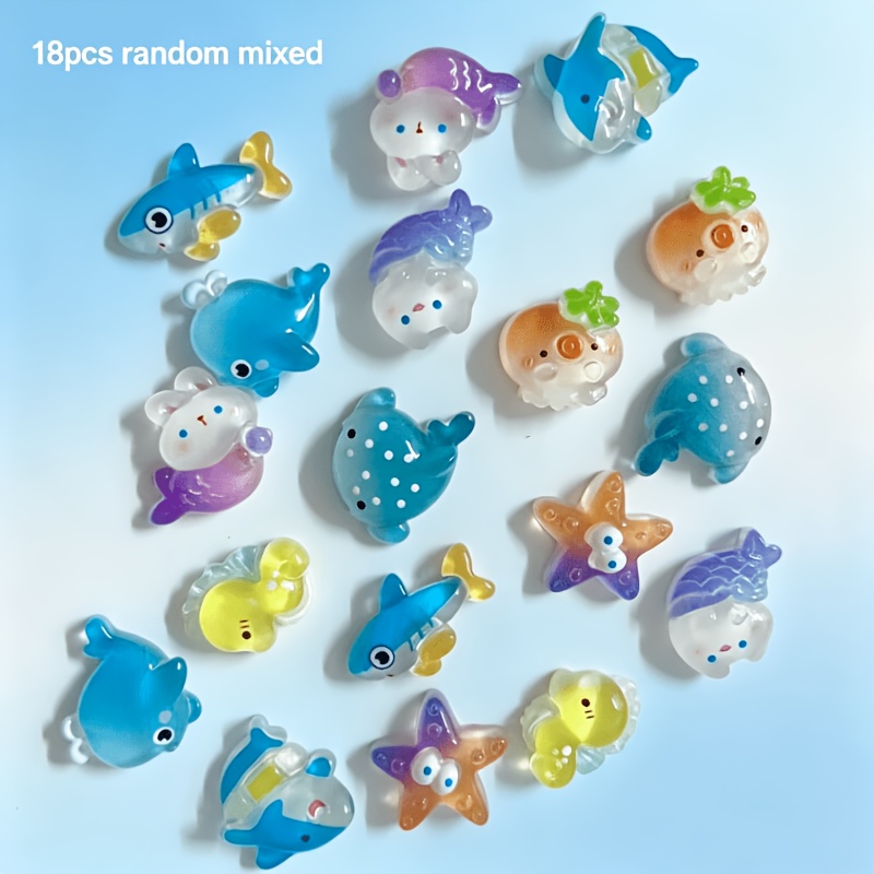 TEMU Lot de 18 perles en résine océan - Multicolores, adaptées à la fabrication de bijoux, au bricolage, assortiment de perles en résine avec