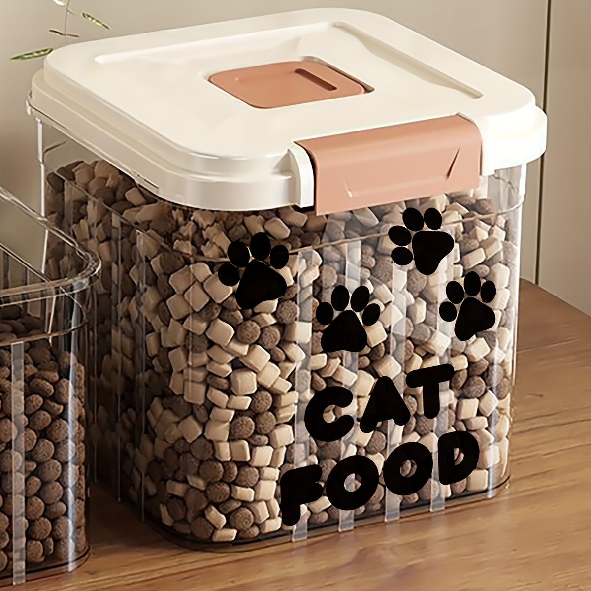 Image of Pet Cat Paw Food Storage Jar Sticker, Pet Supplies Decorative Sticker, Element Creative Sticker, Self-adhesive And Tear-off, Warm Atmosphere Decoration For