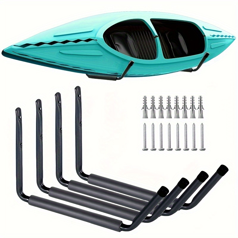 

4pcs Heavy Duty Garage Indoor Kayak Storage Hooks Hanger, Wall Mounted Utility Hanging Cradle Rack For Paddle Board, Ladder, Folding Chairs, Hose, Bicycle And Tools, Storage In Autumn And Winter