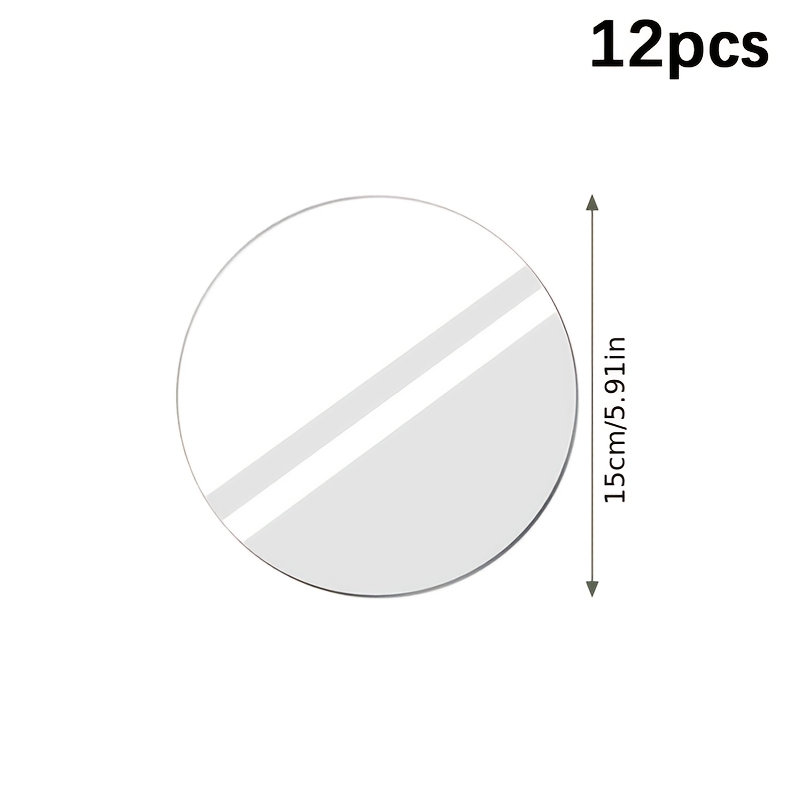 Image of 12pcs Acrylic Round Mirror Candle Plate Set Round Mirror Base For Dining Table Center Decoration 5.91 Inch Non-glass Self-adhesive Round Mirror Wall Sticker For Home Wedding Dining Table Wall Decor