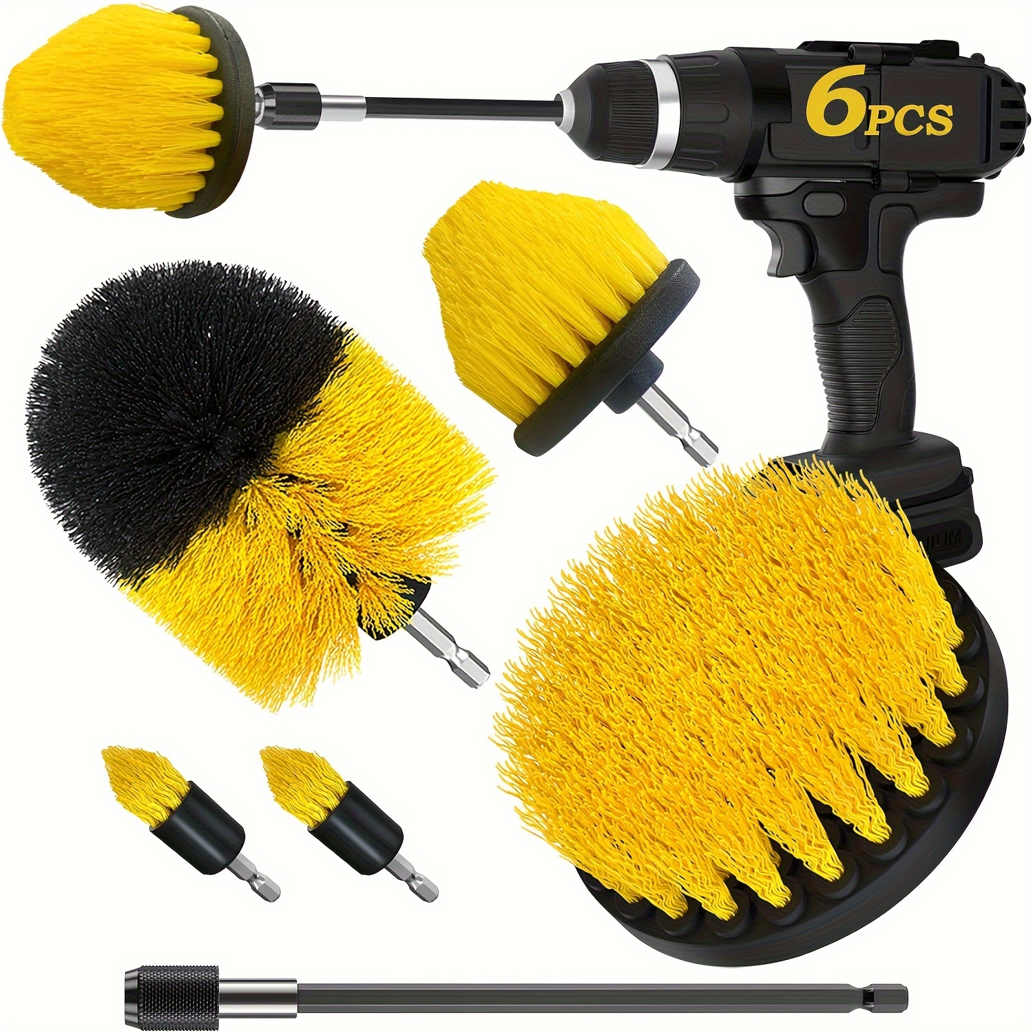 

6-piece Drill Brush Attachment Set - Reusable, Durable Plastic For Car Cleaning & More Drill Brushes For Cleaning With Drill Rechargeable Cleaning Brush