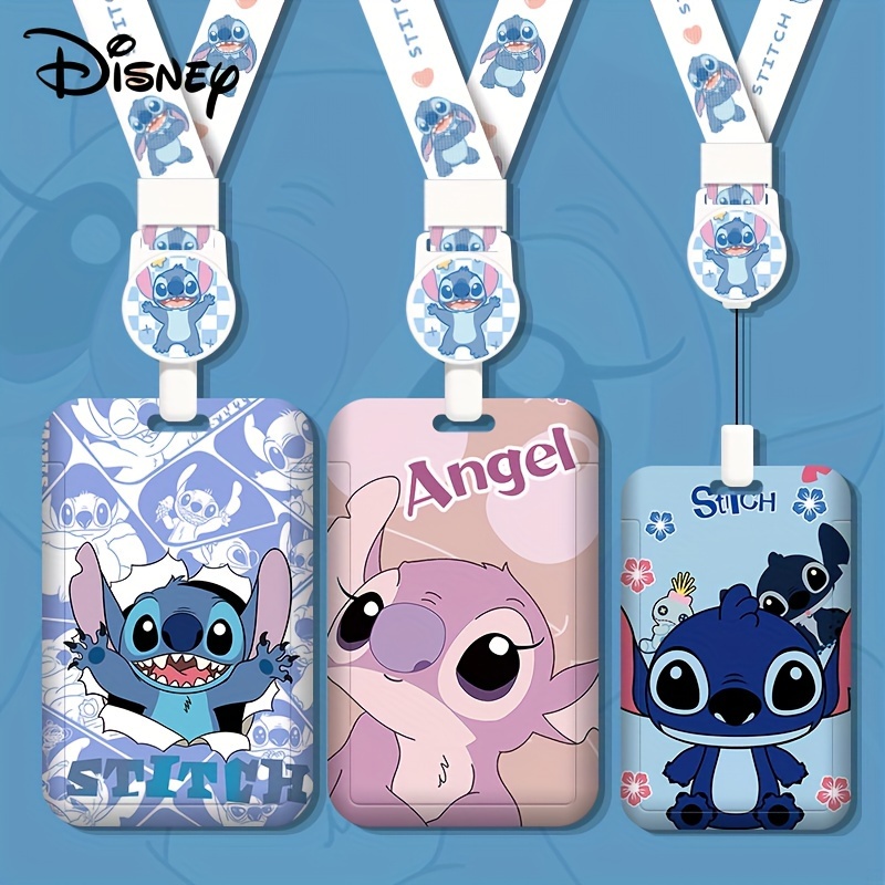 

Disney Stitch Cartoon Retractable Badge Holder With Lanyard, Ume Plastic School Campus Card Holder, Anti-lost Id Bus Pass Holder For Students