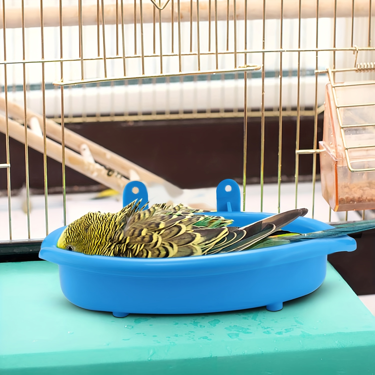 Bird Bath & Parrot Cage Compatible For - Hanging Bathtub Bird Birdbath Tub, Bathing Box For Parrots, Bird Bath Supplies For Birdcage Accessory, Portable Bird Bathing & Feeder (suitable For Parrots)