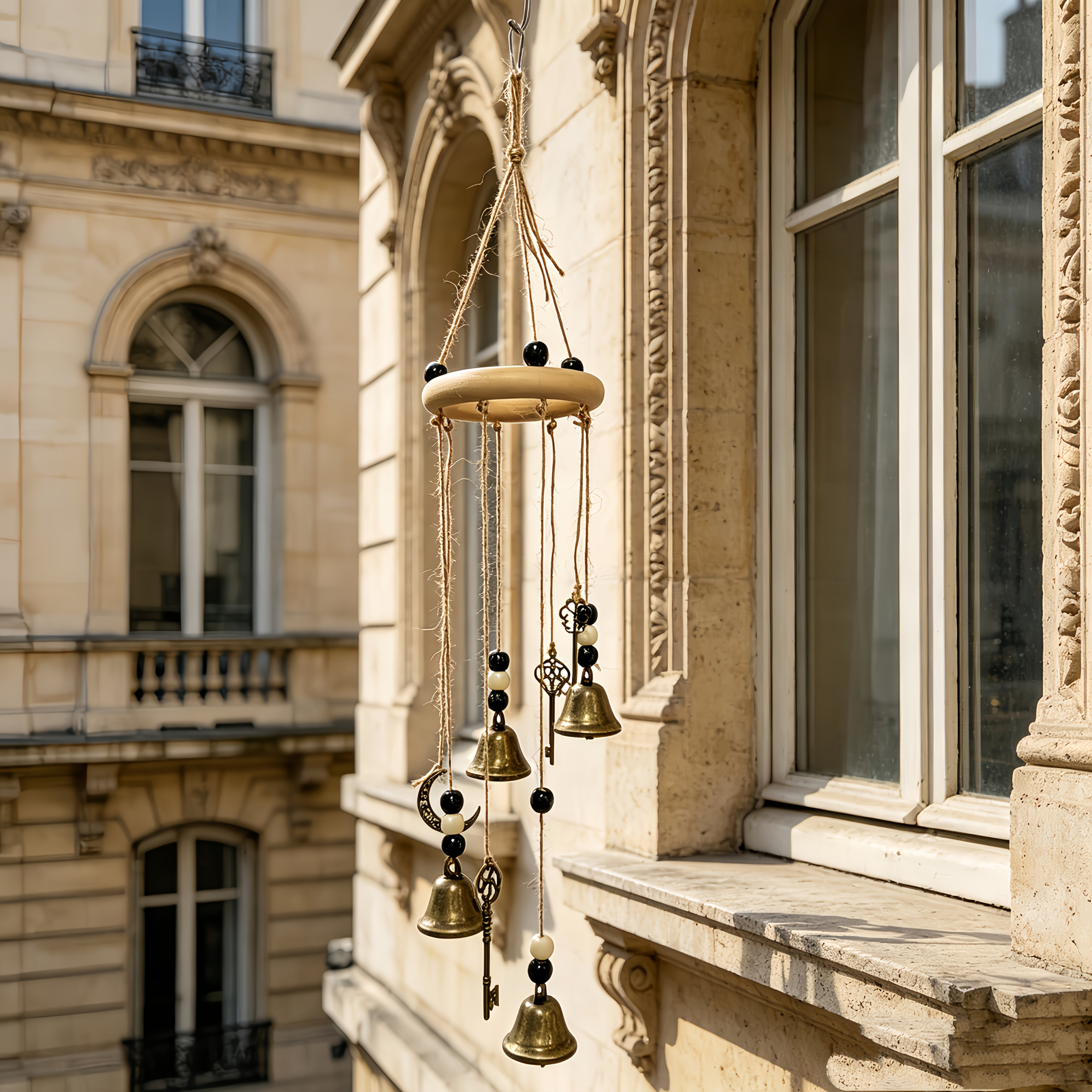 TEMU Carillon Eolico da Interno a Forma di Stella Vintage, Decorazioni per Halloween e Natale, Ornamento in Ferro Battuto a Tema Strega, Decorazioni