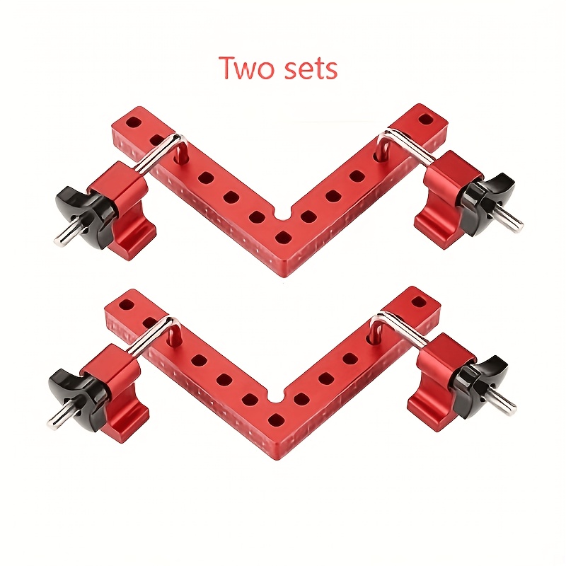TEMU Ensemble de 2 pièces comprenant : 2 blocs de positionnement rouges en L de 140 mm à 90° avec marquages, 4 plaques de base rouges, 4 écrous à