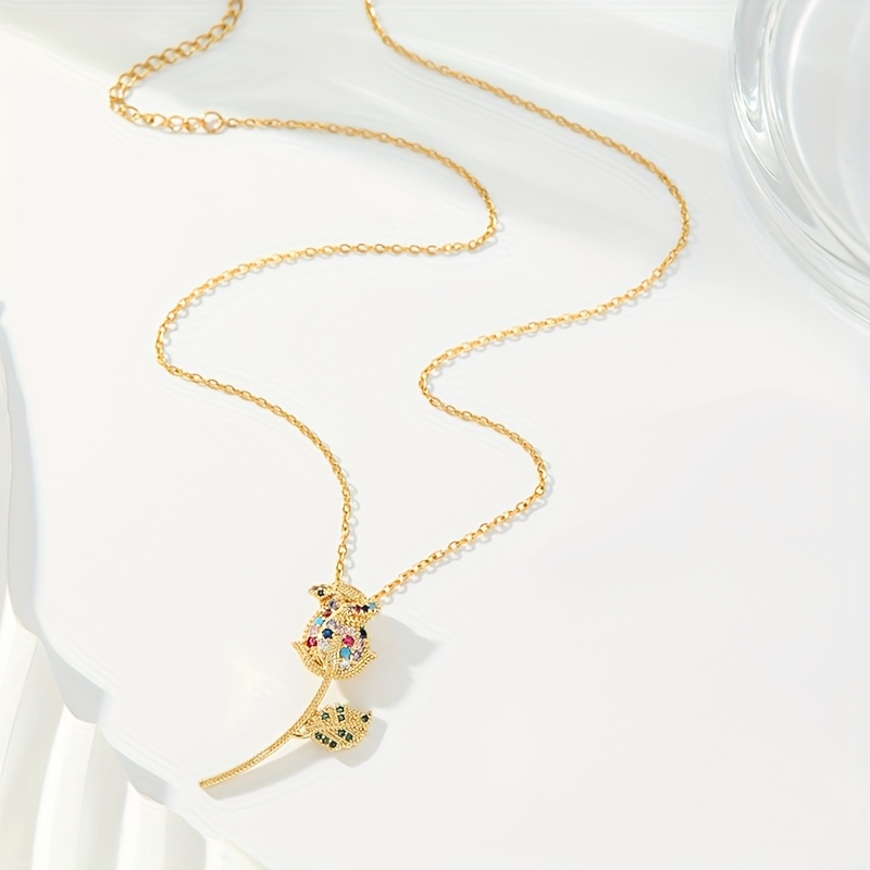 Women's Spring Summer Rose Flower Pendant Necklace