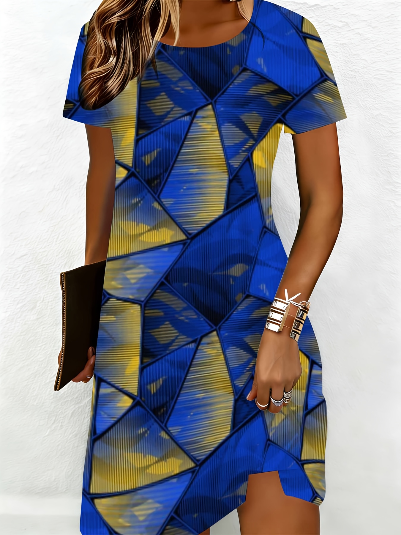 yellow and blue dress sold on Temu United States