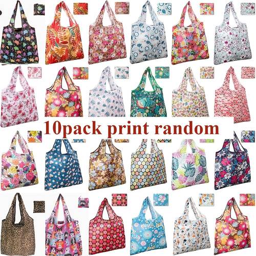 4/6/10pcs sacs de courses réutilisables, sacs de courses pliables avec pochette attachée