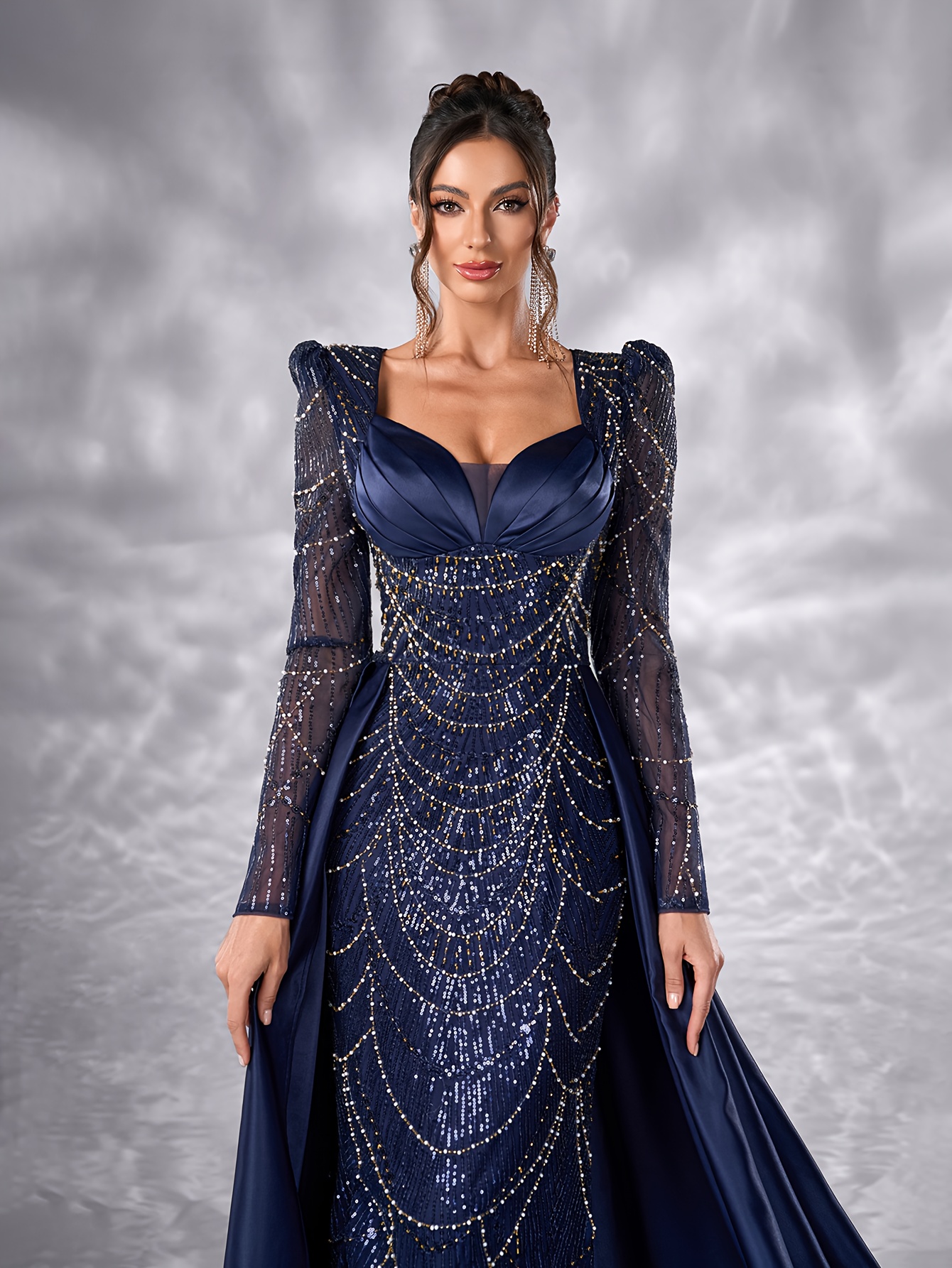 ball night dress for ladies womens luxury beaded formal evening dress nav-28