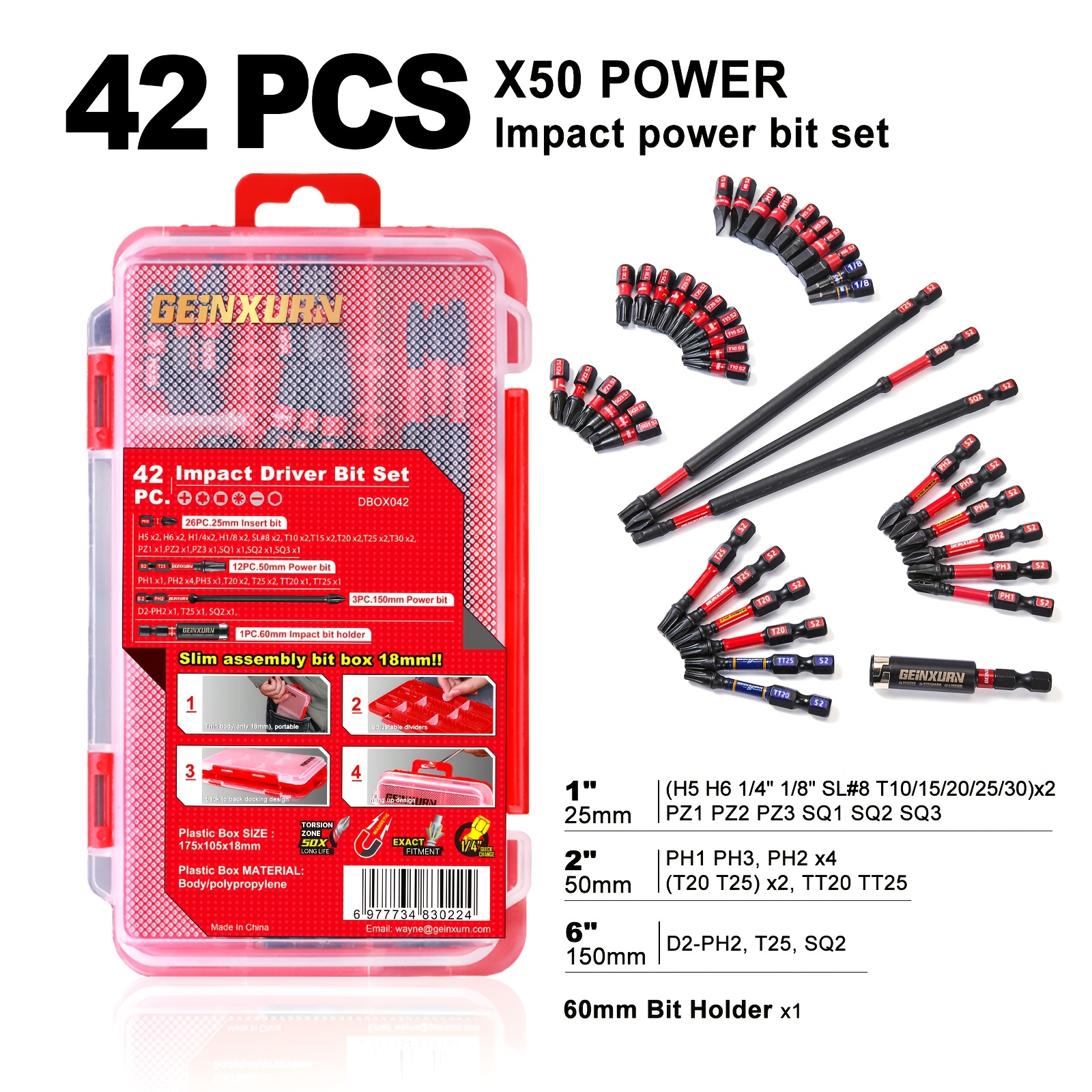 

42pcs Set X50 Power Impact Screwdriver Set