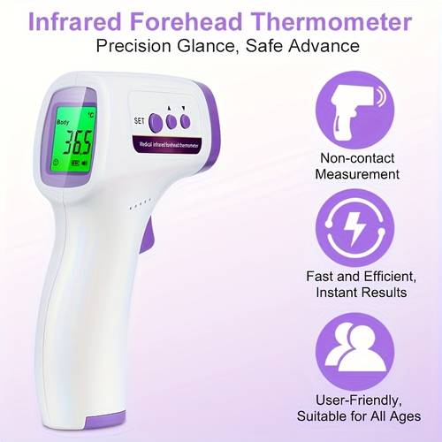 1pc home forehead thermometer with lcd display infrared forehead thermomete instant and accurate readings 3 in 1 thermometer fever alarm silent and memory suit for use