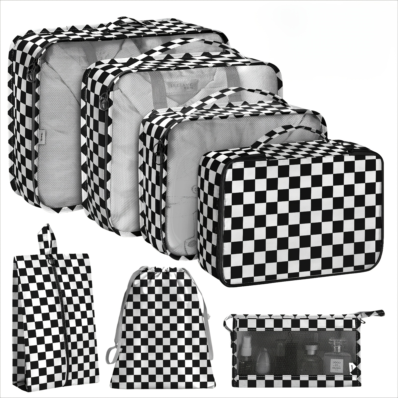 TEMU Multi-functional Travel Luggage Packaging Storage Bags, (black/pink/blue/khaki) Packaging Cubes, Suitable For Suitcases, Travel Storage Bags,